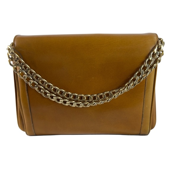 Stunning vintage CELINE Paris tan leather chain link shoulder bag purse two way - Picture 13 of 16